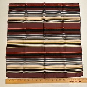 Glentex Scarf Bandana 20" Sq. Vintage 70s Retro Brown/Red Stripe Arnel/Nylon